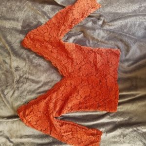 Burgundy lace crop top.